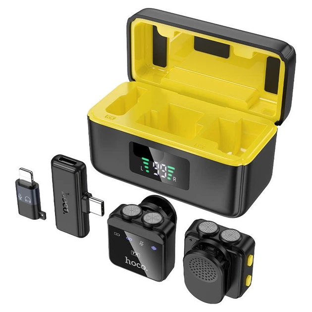 Микрофонная система беспроводная Hoco L17 Magnetic Dual-Mic Lightning-Type-C Black