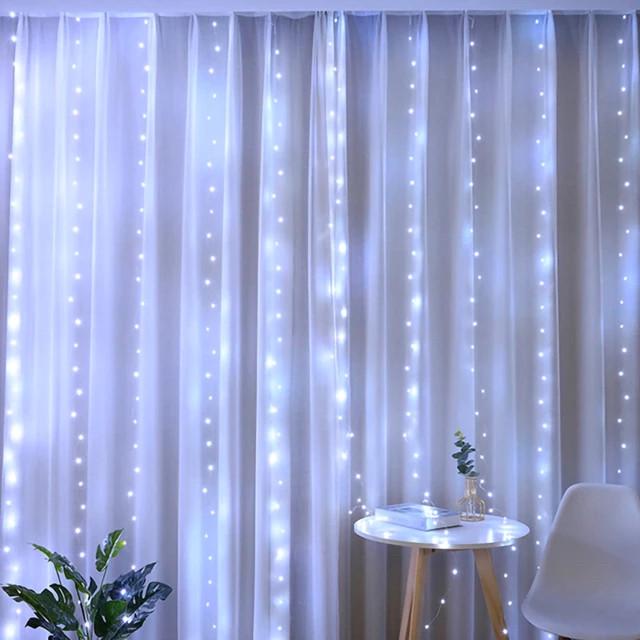 Гирлянда Штора 3х3 м 300LED USB с пультом Холодный белый (1884173269)