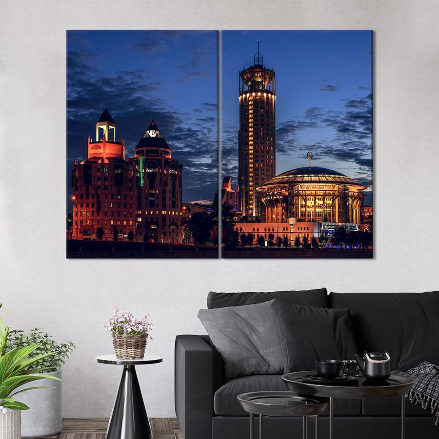 Настенний декор Вечернее небо над необычными зданиями 111x81 см (A632-2)