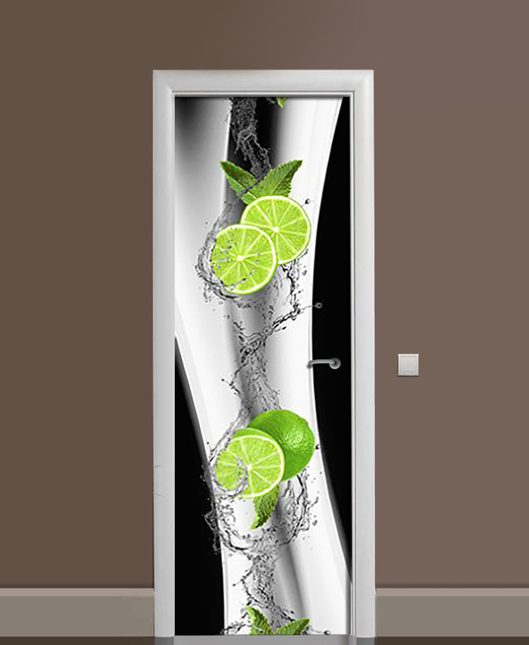 Наклейка 3D на дверь Zatarga Купание лайма виниловая 650х2000 мм