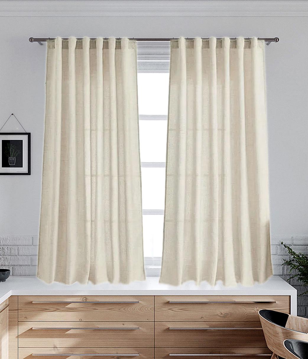 Тюль короткая Pivdenne Naturelstons лен 140х170 см 2 шт. Экрю (20103-170-2)