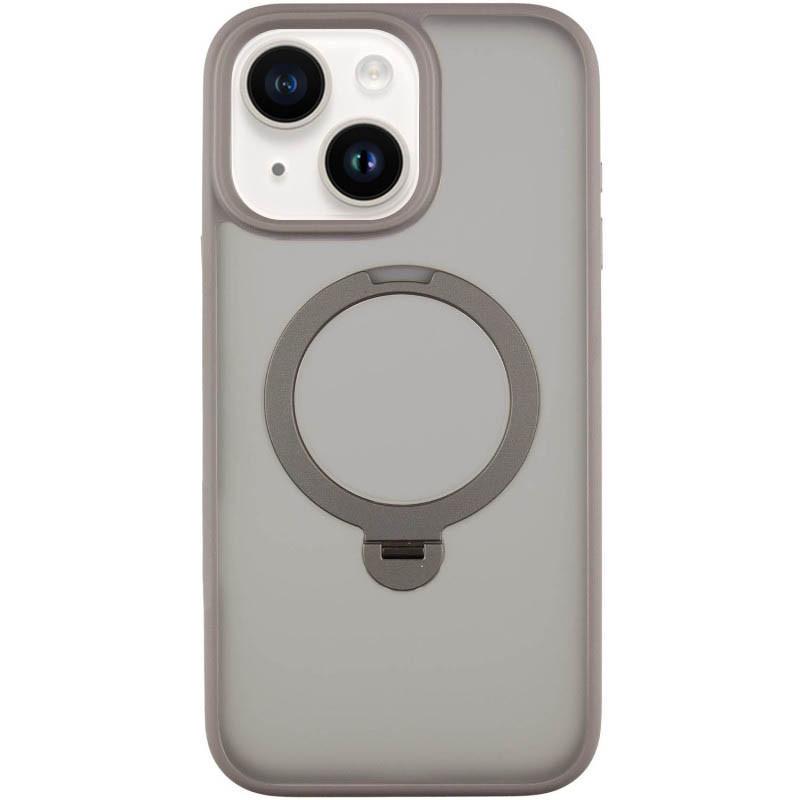 Противоударный чехол Metal Buttons with MagSafe Colorful HQ Ring для Apple iPhone 15 (6.1") Grey