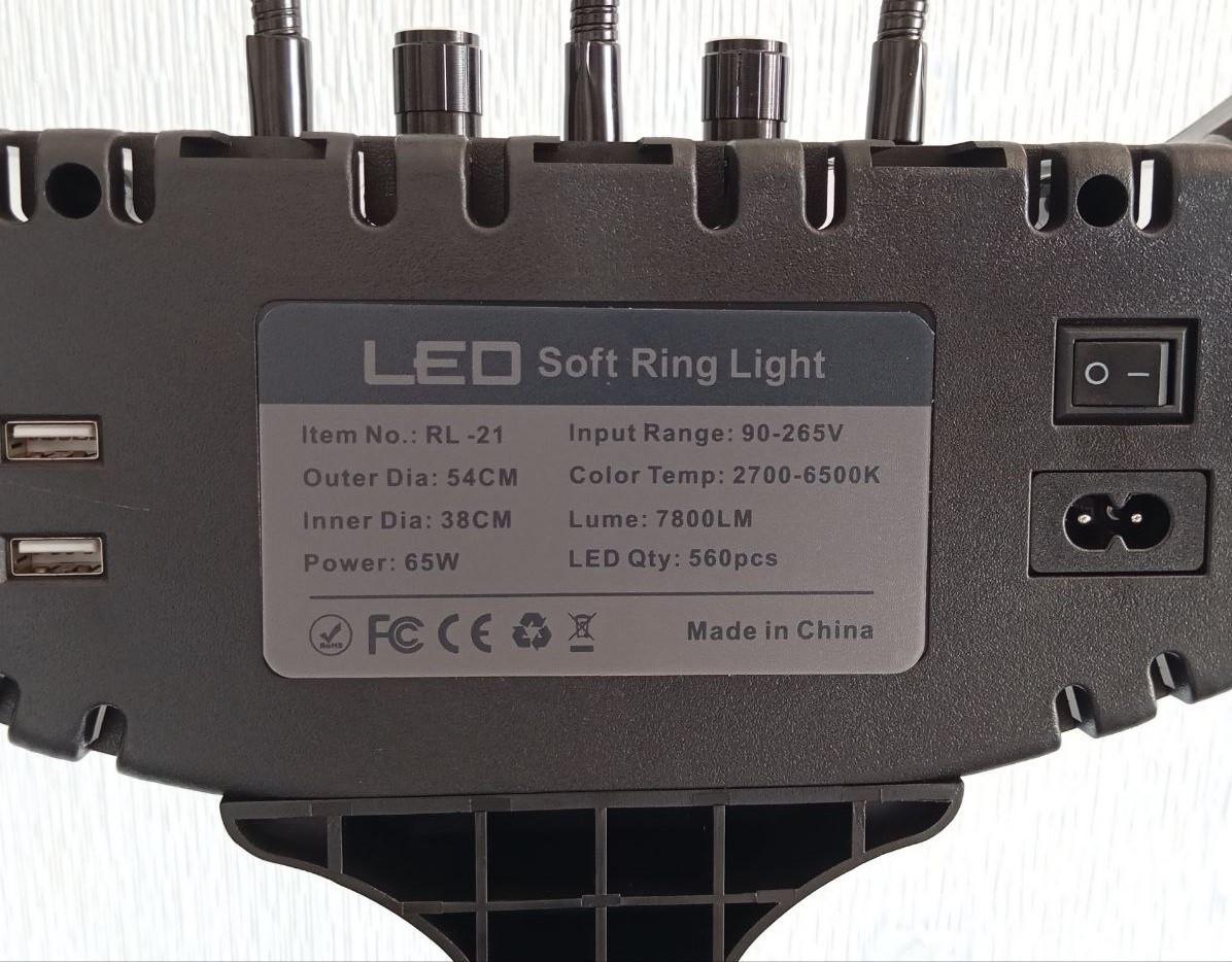 Кольцевая лампа светодиодная RL-21 со штативом 54 см (2472511832) - фото 4 Кольцевая лампа светодиодная RL-21 со штативом 54 см (2472511832) - фото 4