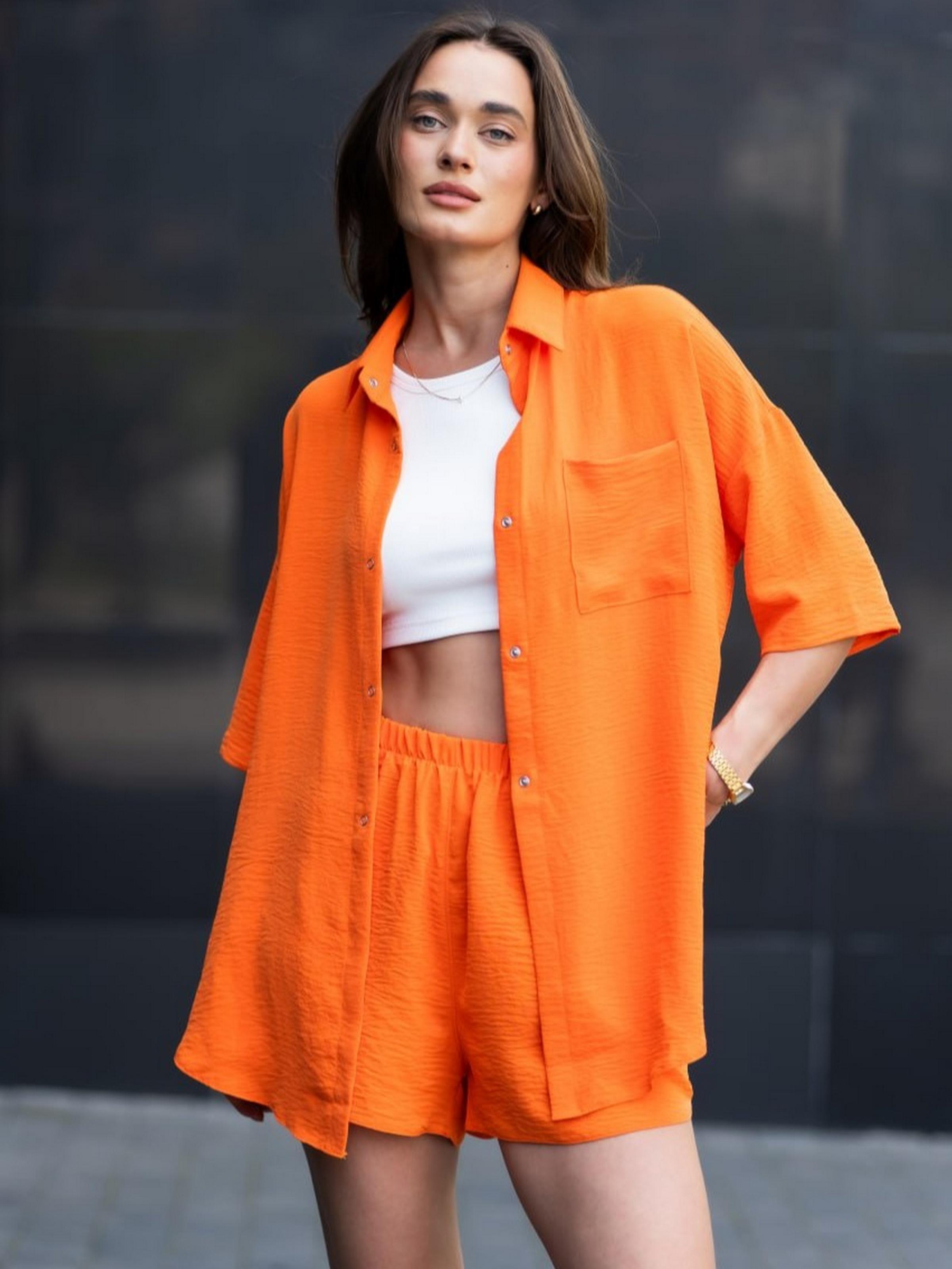 Костюм женский Fanme рубашка/шорты L Оранжевый (101-5842030-3)