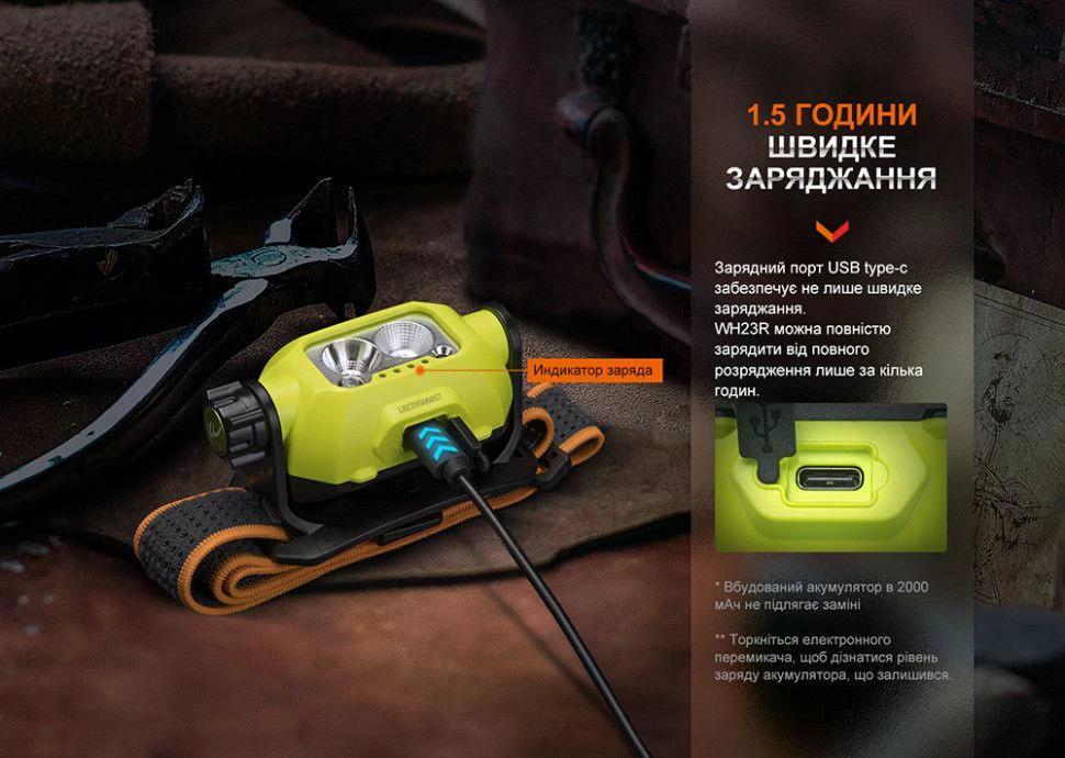 Ліхтар Fenix WH23R Type-C 600 lm 100 м (27831932) - фото 9 Ліхтар Fenix WH23R Type-C 600 lm 100 м (27831932) - фото 9