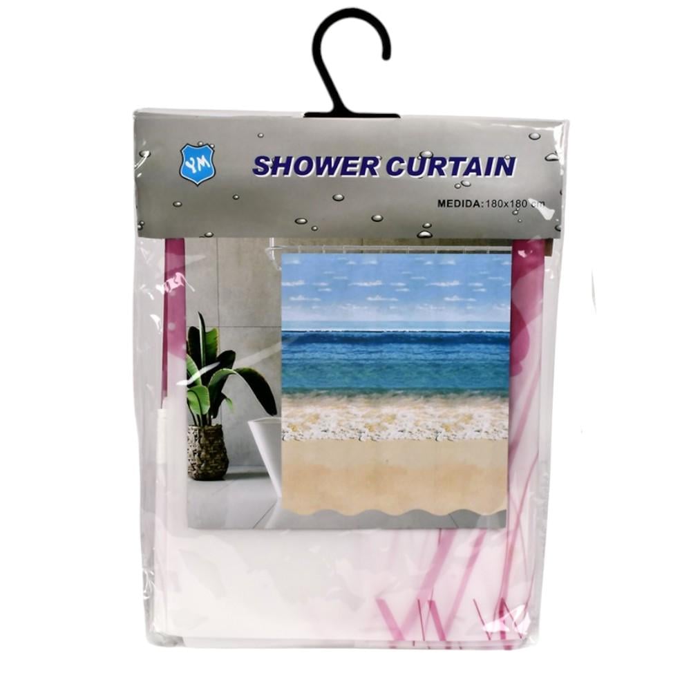 Шторка для ванной с кольцами YM R92253 180x180 см Розовый (27457230)