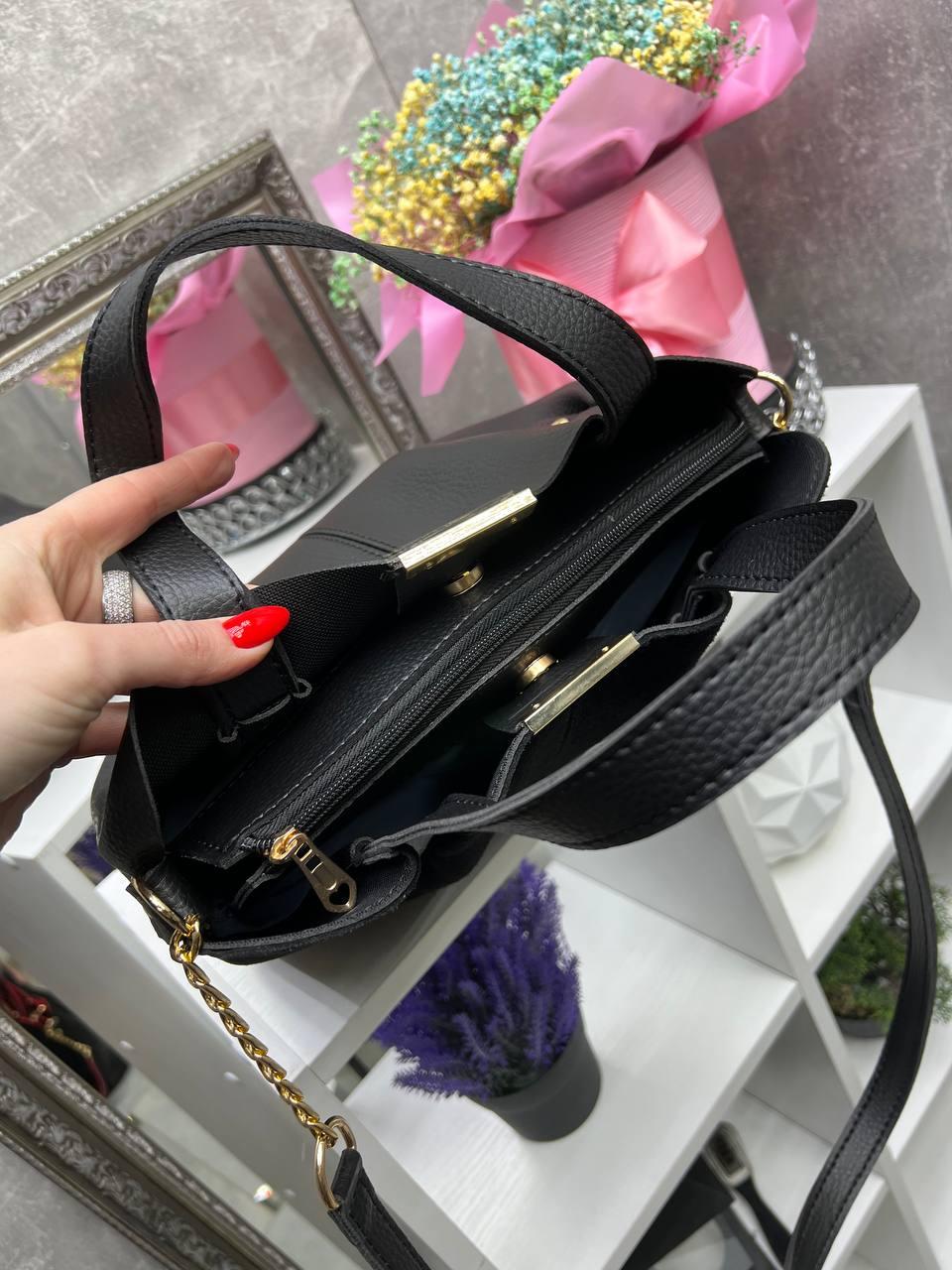 Сумка стильная женская вместительная через плечо с плечевым ремнем Черный - фото 4 Сумка стильная женская вместительная через плечо с плечевым ремнем Черный - фото 4