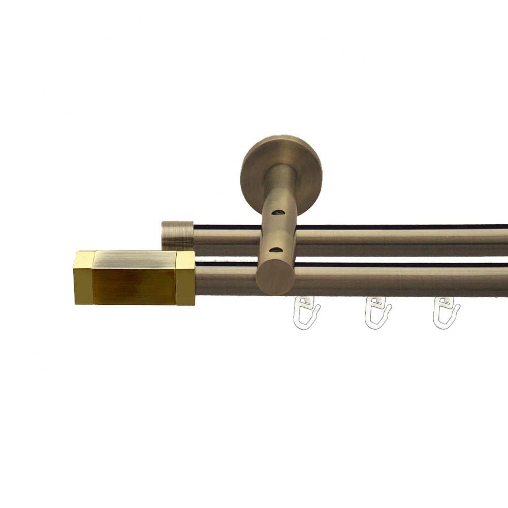 Карниз для штор Orvit Квадро двухрядный профильный 19\19 мм 200 см Античный (00-00013433)