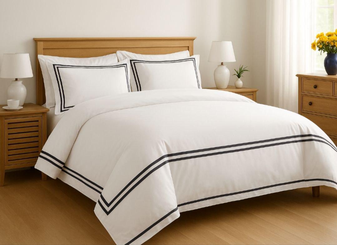 Комплект постільної білизни dobradia з декоративним оздобленням ранфорс 100% бавовна євро Білий