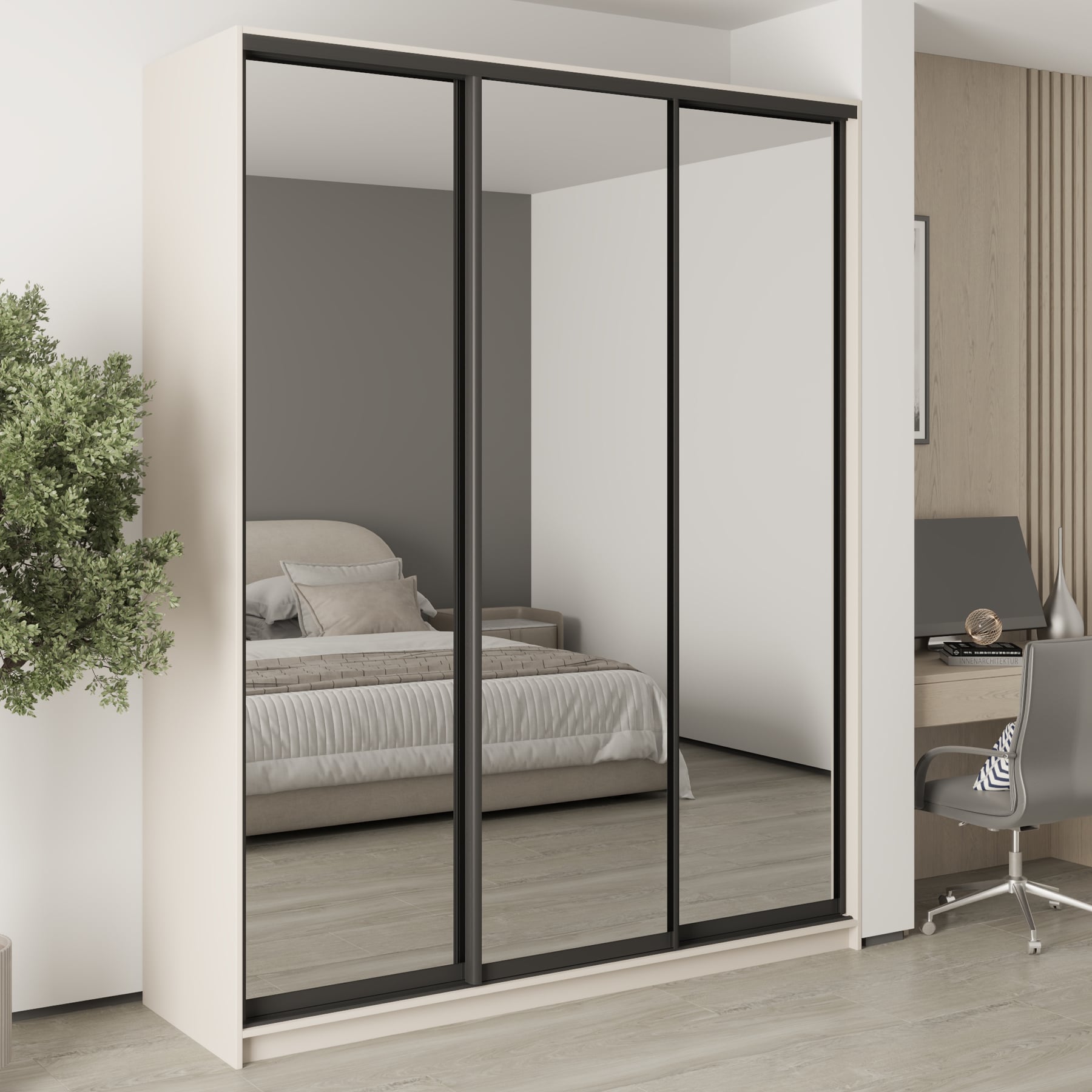 Шафа-купе тридверна Mebel Star Комбо BG MBS-9829 190х45х240 см Кашемір (1009818)