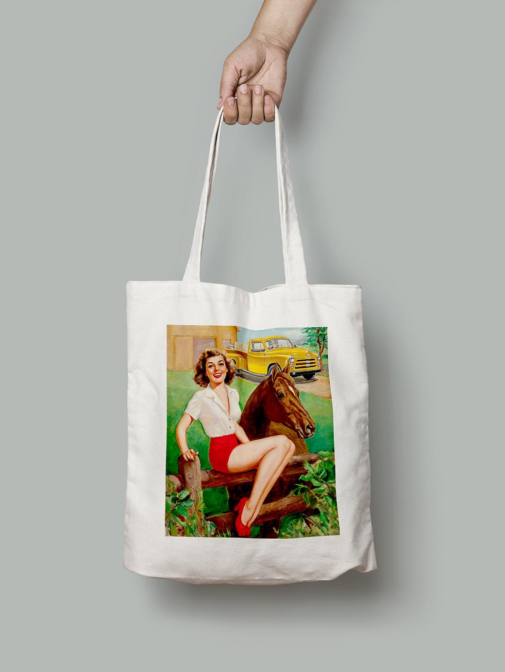 Эко-сумка Девушка и лошадь. Джерри Н. Н. Томпсон шопер (pin_up010157_Bag)