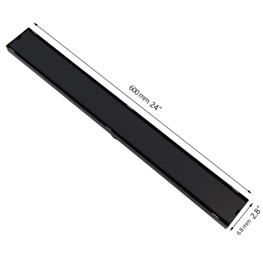 Трап для душу та ванної кімнати з нержавіючої сталі під плитку для зливу води підлоговий лінійний 60х6,8х2 см Чорний - фото 3 Трап для душу та ванної кімнати з нержавіючої сталі під плитку для зливу води підлоговий лінійний 60х6,8х2 см Чорний - фото 3