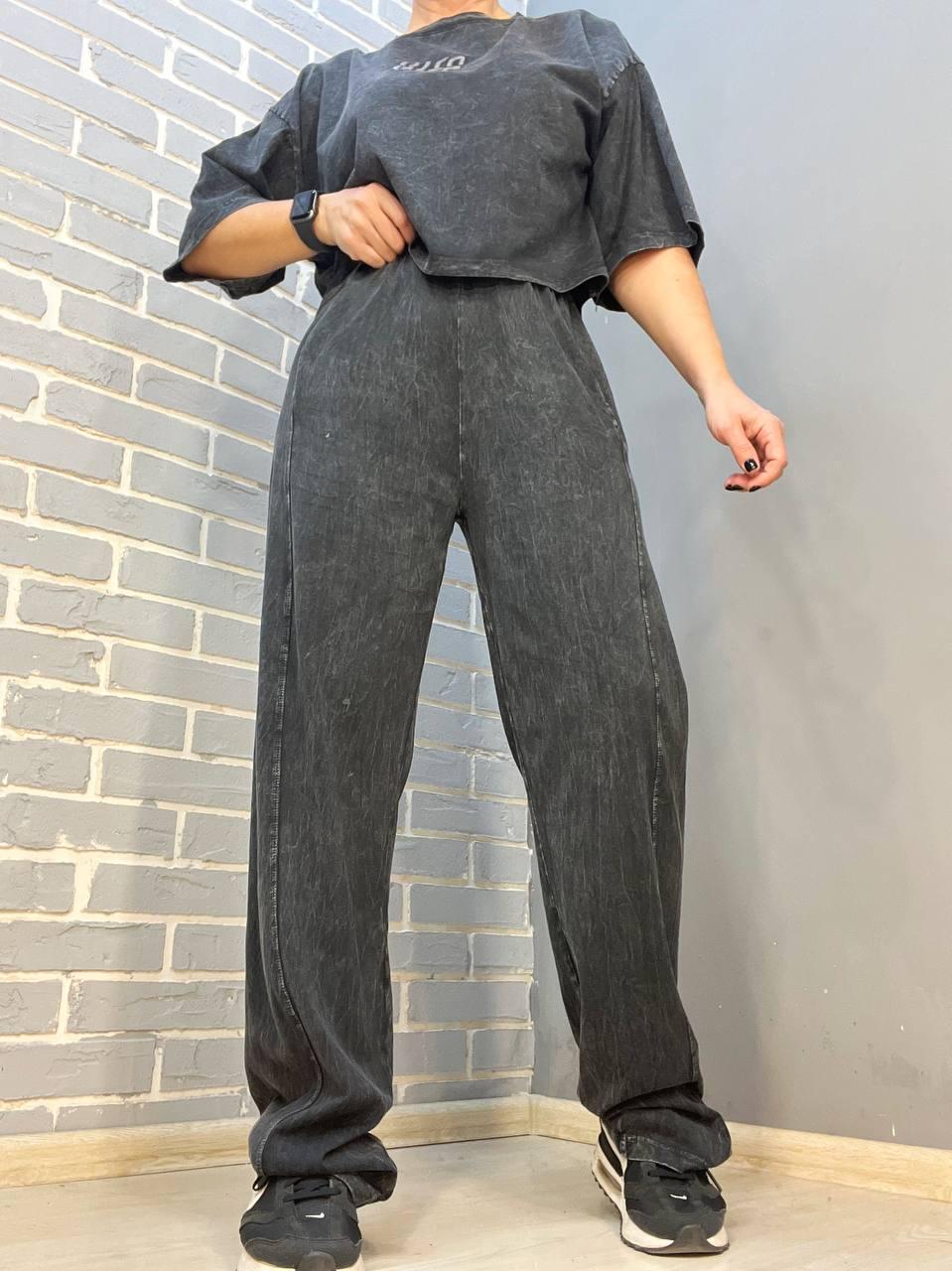 Костюм женский COAST MODA 4207 вареный с короткой футболкой и брюками M Черный (1649) - фото 5 Костюм женский COAST MODA 4207 вареный с короткой футболкой и брюками M Черный (1649) - фото 5