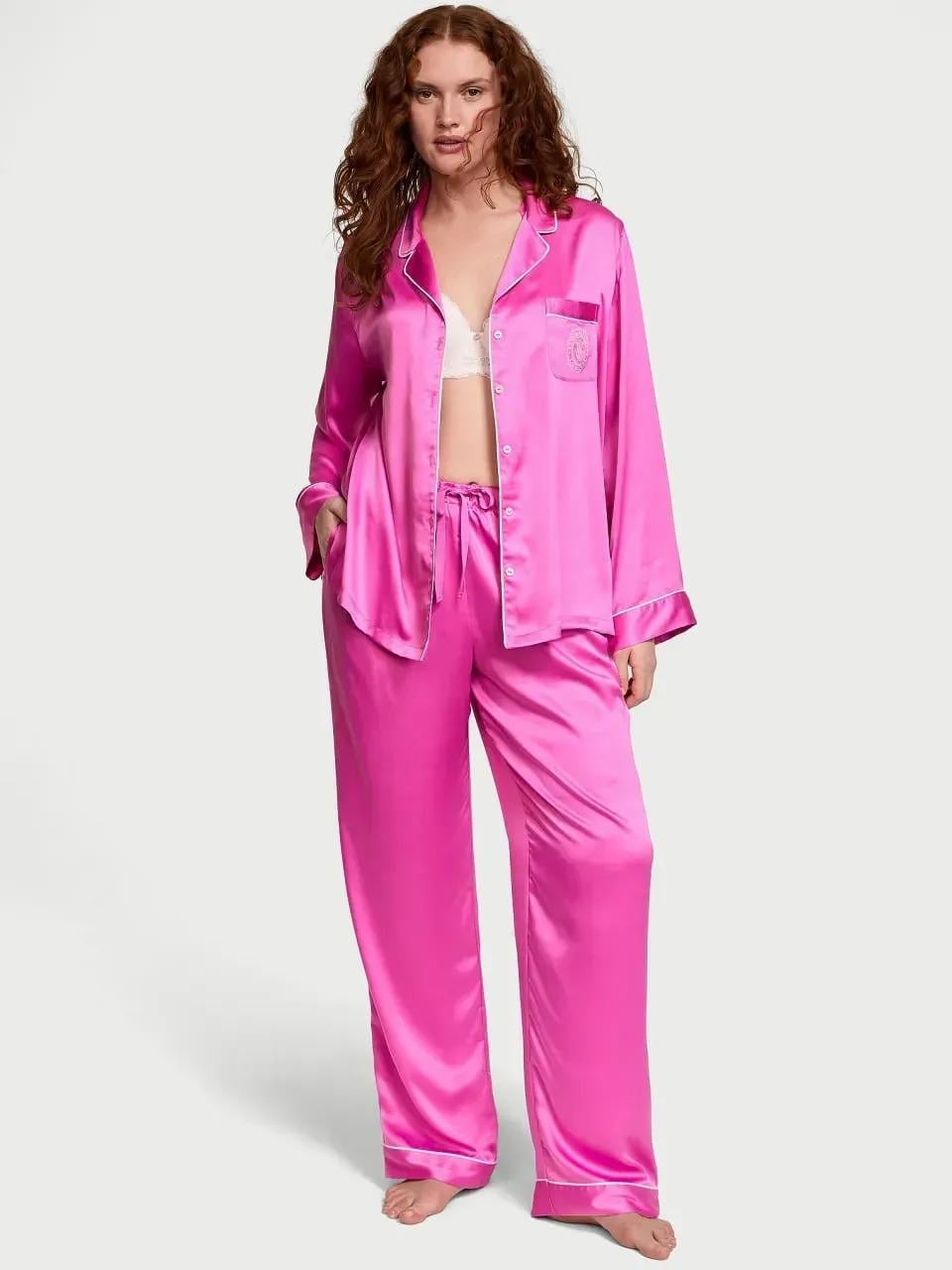 Пижама сатиновая Victoria's Secret Glazed Satin Shine Long Pajama Set Regular M Розовый (2671372D) Пижама сатиновая Victoria's Secret Glazed Satin Shine Long Pajama Set Regular M Розовый (2671372D)