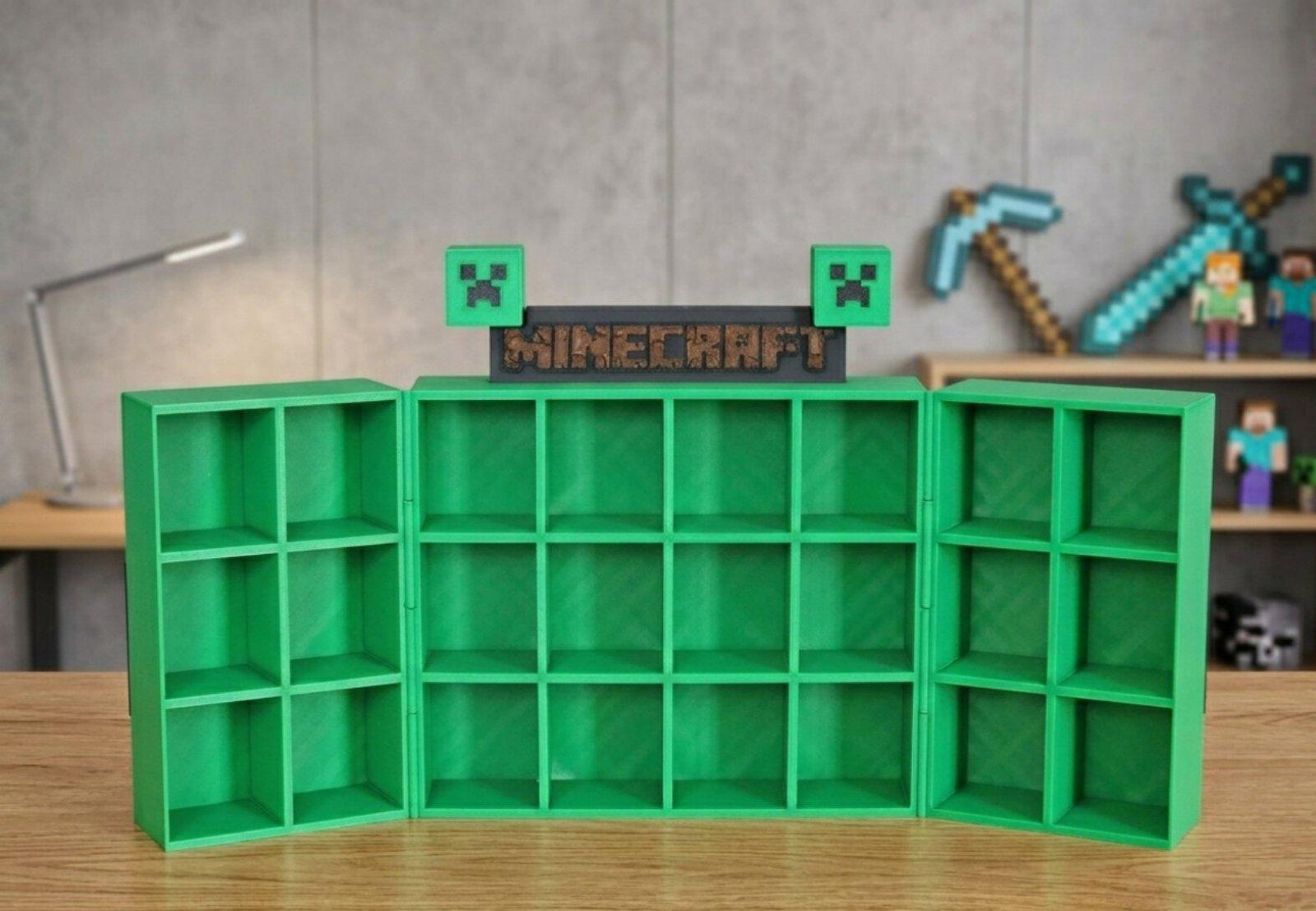 Полиця-органайзер для фігурок Kinder Joy у стилі Minecraft (Кріпер)