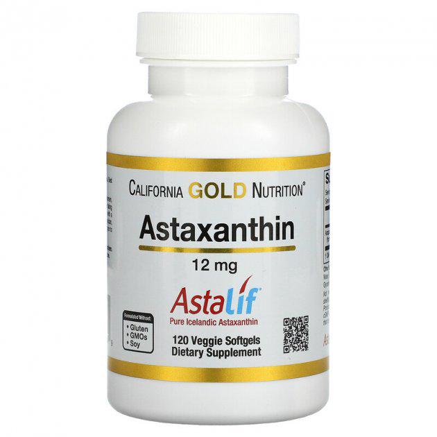 Чистый исландский астаксантин California Gold Nutrition AstaLif 12 мг 120 вегетарианских капсул (CGN-01104)
