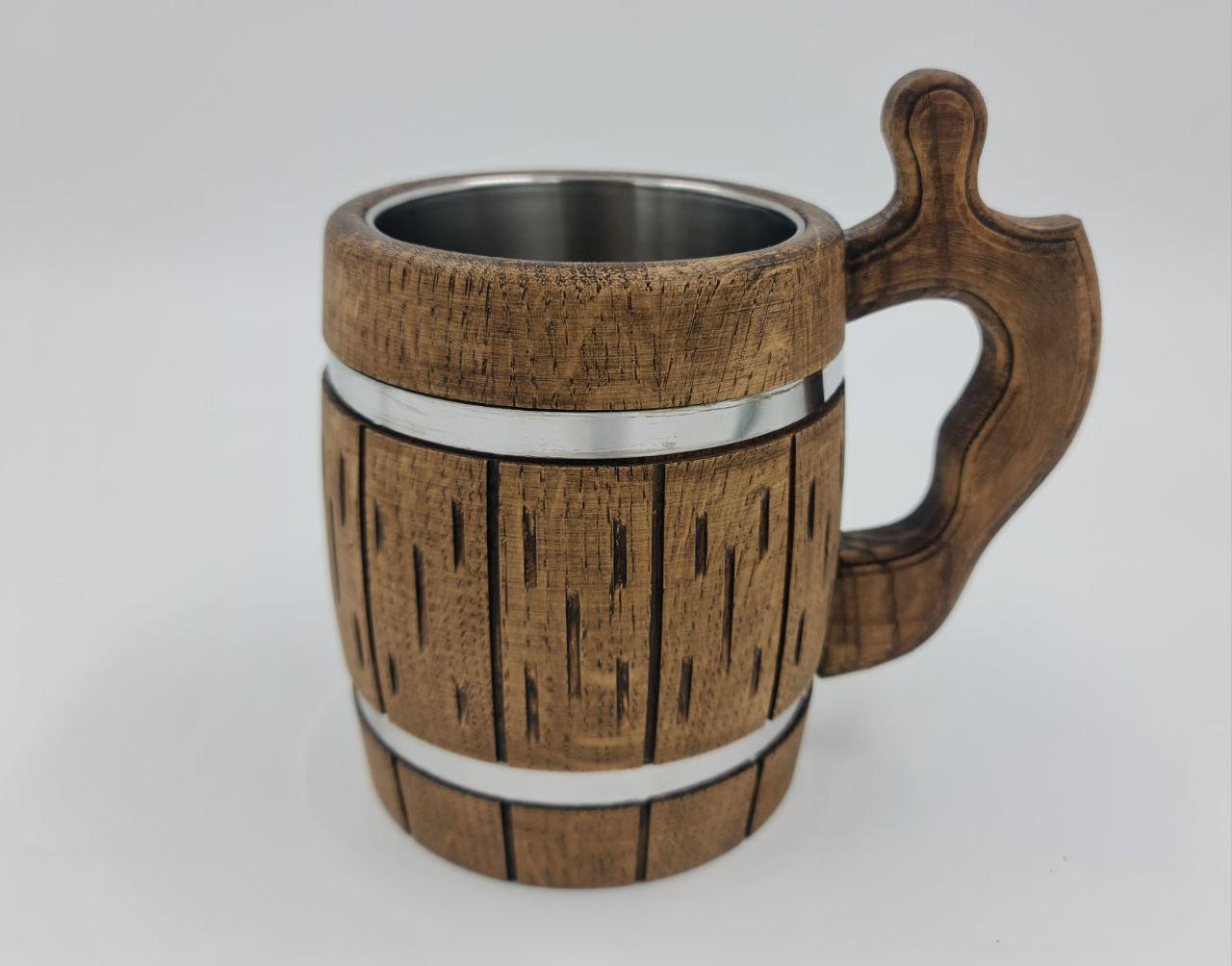 Кухоль для пива з дерева 0,5 л Коричневий (28410301)