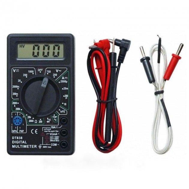 Мультиметр цифровий Digital DT- 838 з термопарою і кроною Чорний (343374368)