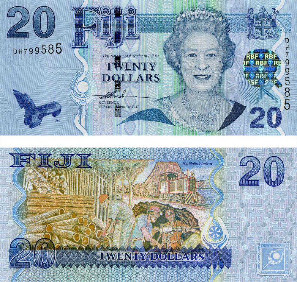 Коллекционная банкнота Фиджи 20 долларов 2007 UNC P112a (Б06567)