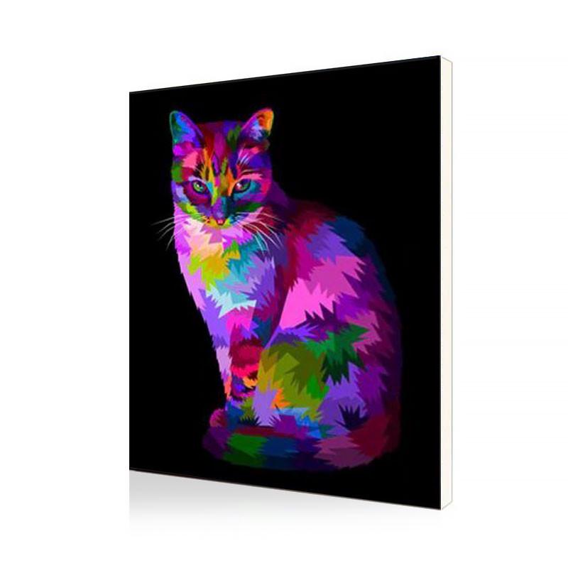 Картина по номерам Lesko DIY X1666 "Неоновая кошка"