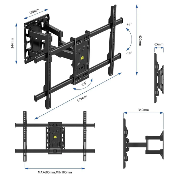 Кронштейн для кріплення телевізора FORGING MOUNT 37-75" (HY9449B) - фото 3