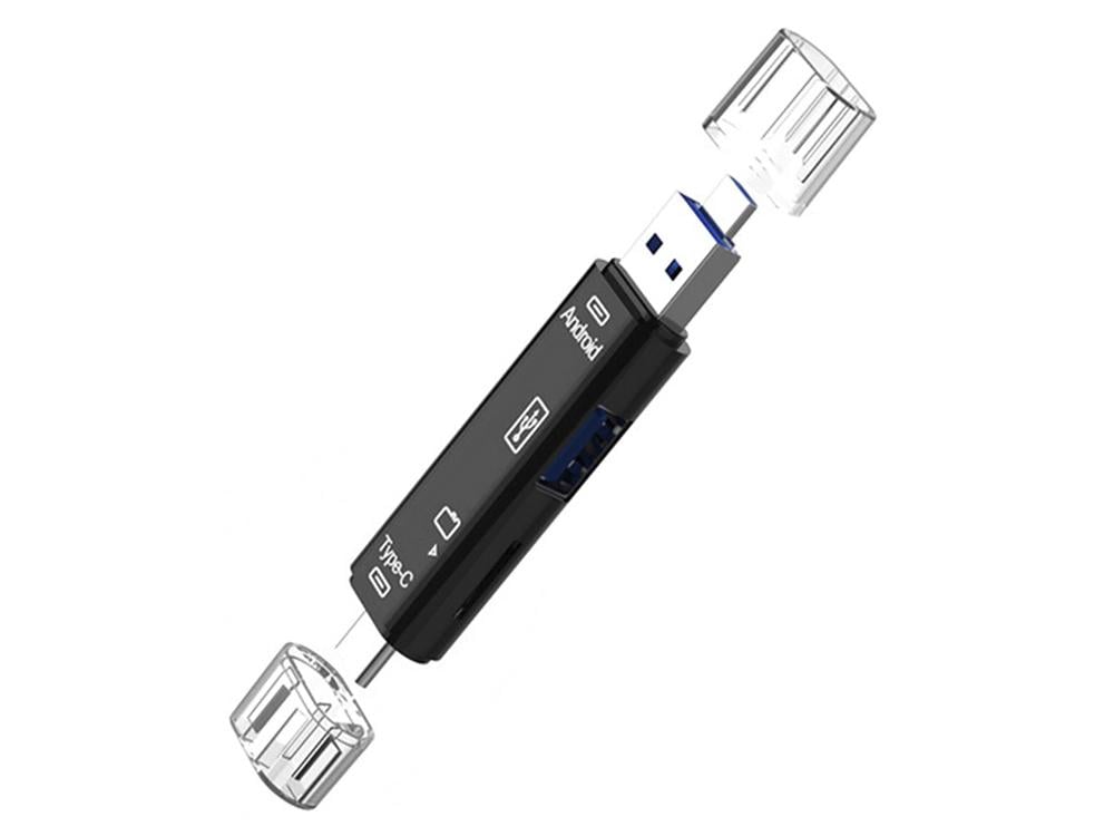 Кард-ридер 5в1  Micro USB Type-C USB USB 2.0 MicroSD TF - фото 1