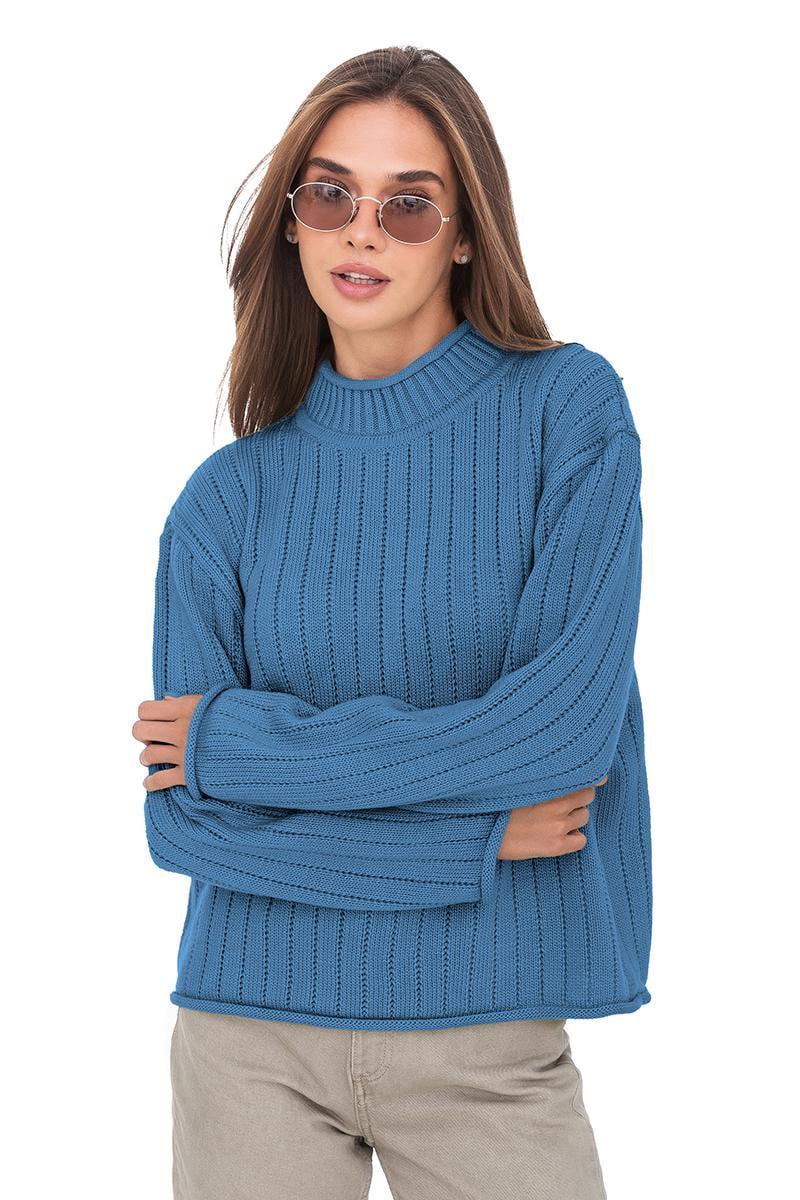 Джемпер с воротником-стойкой  SVTR р. 50-52 Джинсовый (557) - фото 2