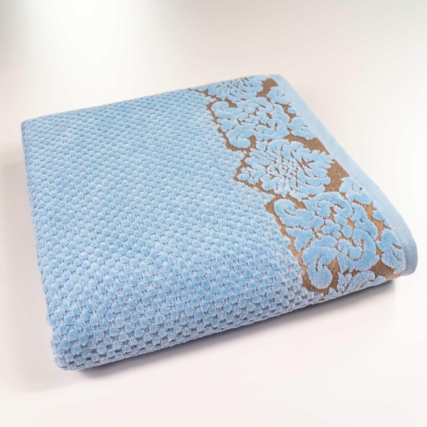 Полотенце банное Damask жаккардовое с велюром 70x140 см Светло-синий (550-dv-140-lblue)