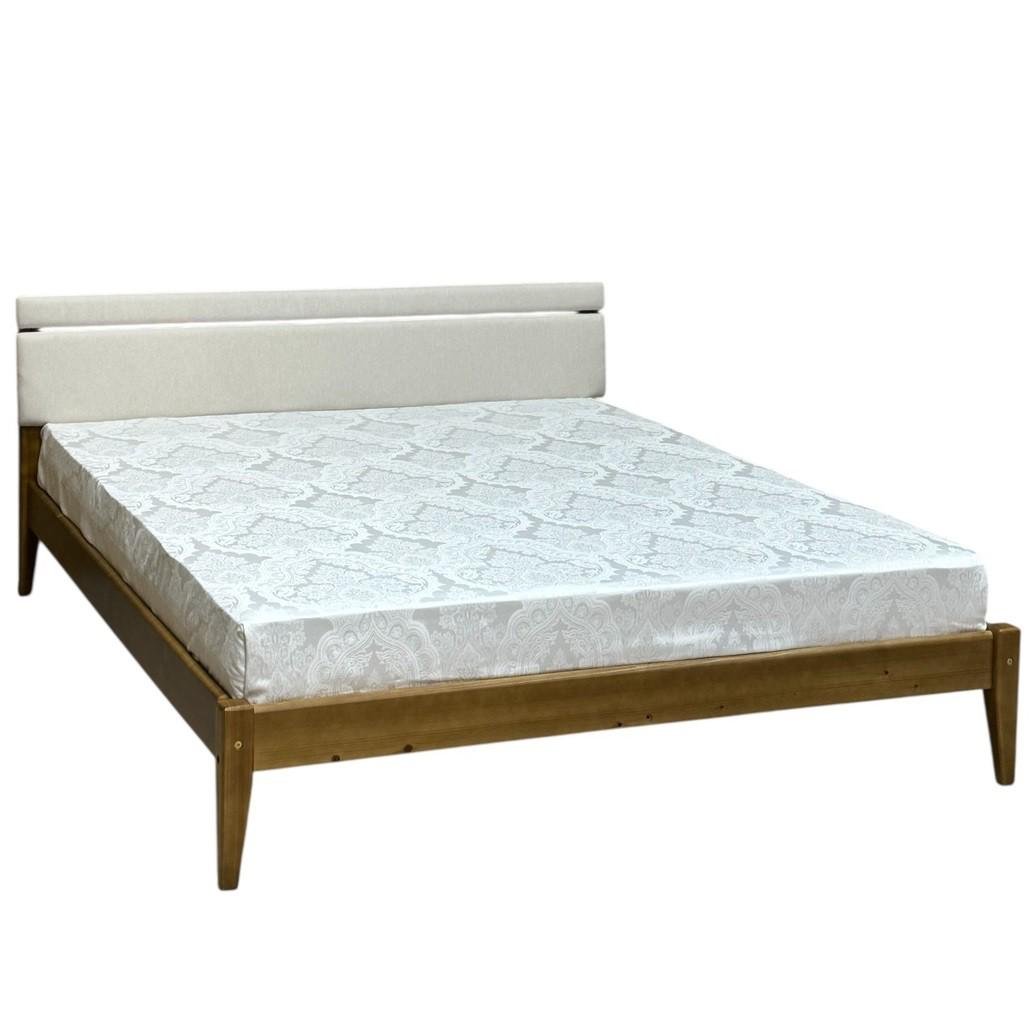 Кровать двуспальная деревянная Скиф Л-258 с мягким изголовьем 160х200 см Дуб карамель/Твист-1 (28223276)