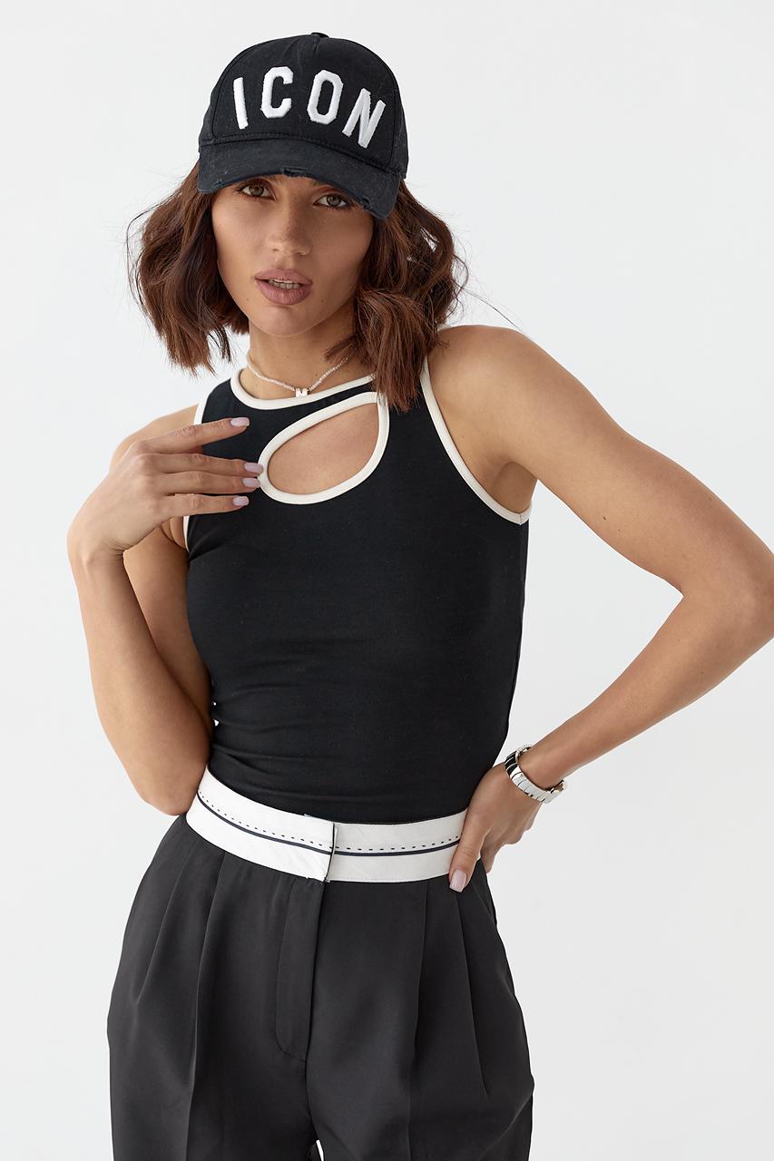 Майка женская с вырезом спереди L Черный (10692852)