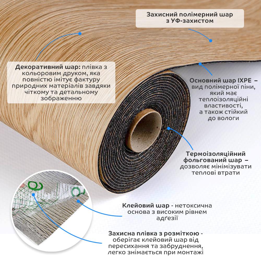 Покрытие напольное виниловое SW-00001815 самоклеящиеся в рулоне под дерево 3000х600х1,5 мм - фото 2