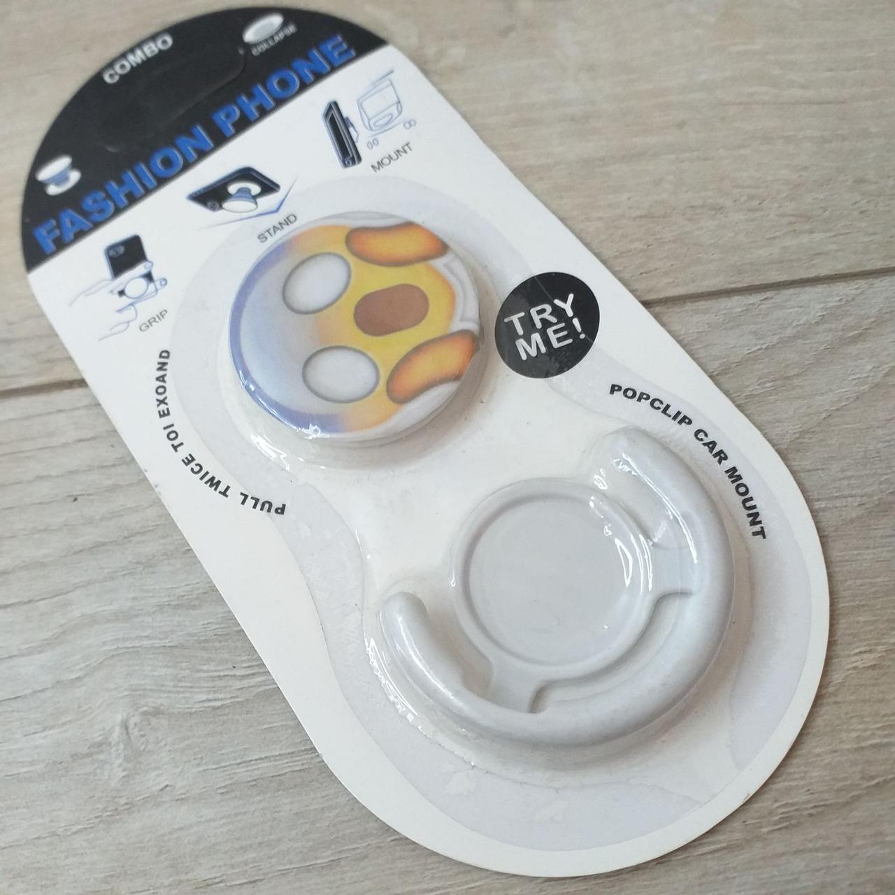 Попсокет держатель Fashion для телефона 3D Смайл Белый (KG-10505) Попсокет держатель Fashion для телефона 3D Смайл Белый (KG-10505)