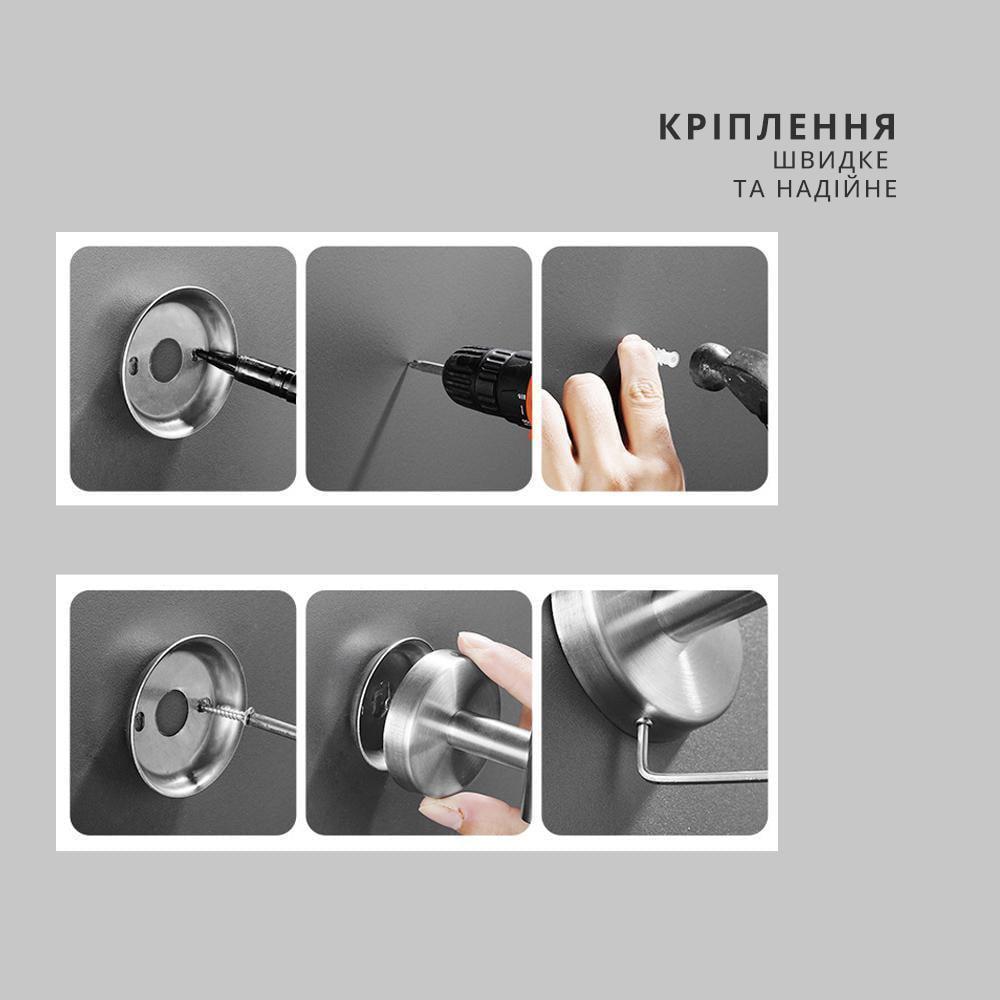 Тримач туалетного паперу настінний сталевий врізний Сріблястий (18340592) - фото 6 Тримач туалетного паперу настінний сталевий врізний Сріблястий (18340592) - фото 6