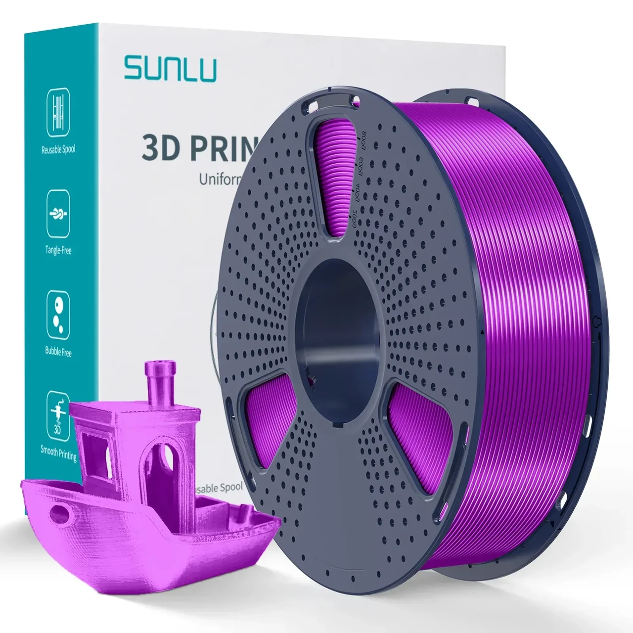 Пластик SUNLU Silk PLA Plus 1 кг 1,75 мм Шелковый Фиолетовый (2718537769)