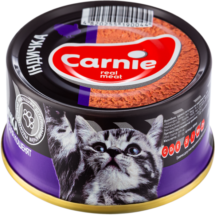 Корм вологий для кошенят Carnie паштет м'ясний з індичкою 90 г (4820255190525)