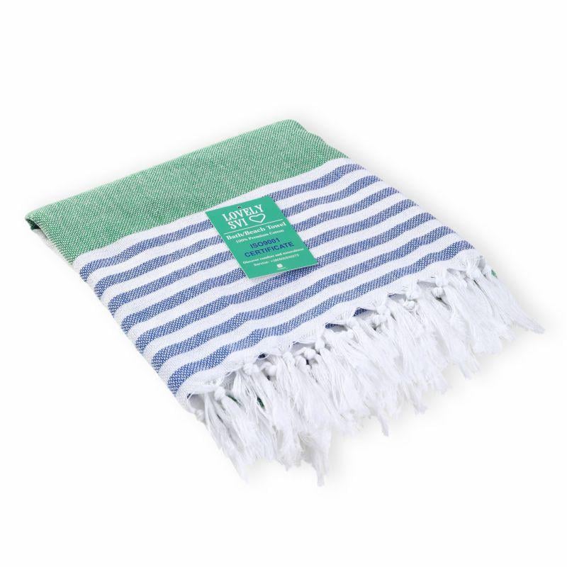 Рушник пештемаль Lovely Svi бавовна XХL 100x180 см Green/Blue Stripes (6032025) - фото 1