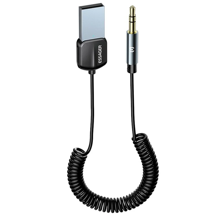 Приемник ESSAGER EBT-LF01-P Bluetooth для автомобиля с пружинным шнуром 3,5 мм AUX (2000161)