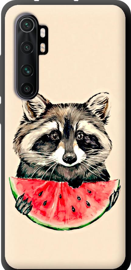 Чехол на Xiaomi Mi Note 10 Lite Енотик с арбузом (4605b-1937-42517)