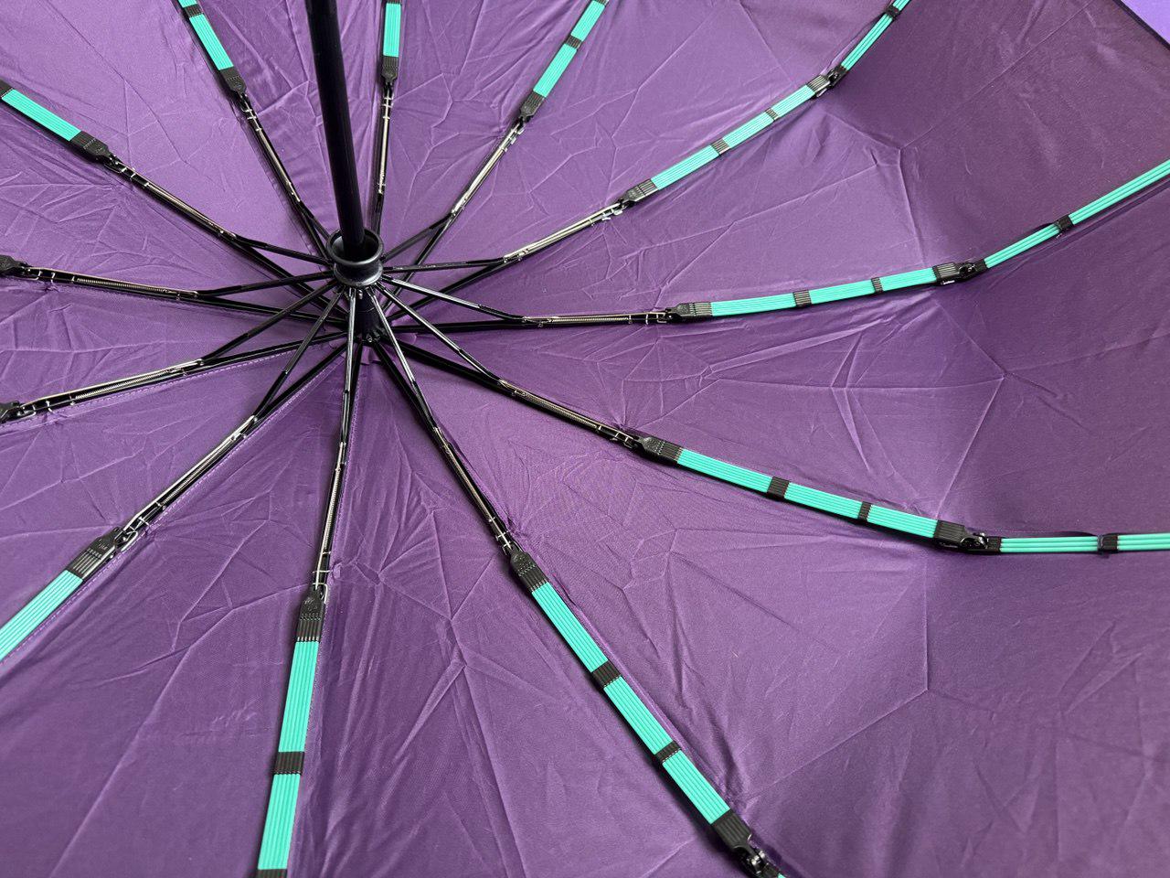 Парасолька автоматична жіноча Bellissimo 12 спиць 6 сегментів Фіолетовий з лавандовою облямівкою (654/4) - фото 5