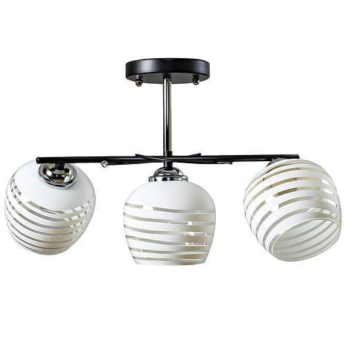 Люстра Svet на три плафона с узором под лампу Е27 Черно-белый (SW-508/3 CR+BK)