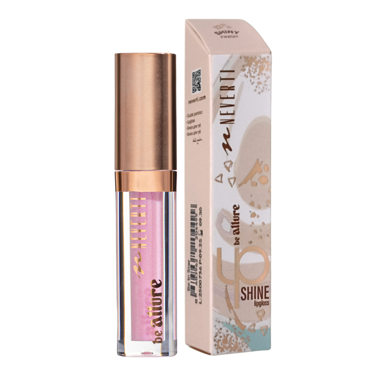 Блиск для губ Neverti Shine Lipgloss NP803 шимерний 3 мл 002 Bombshell Блідо-рожевий (13354727)