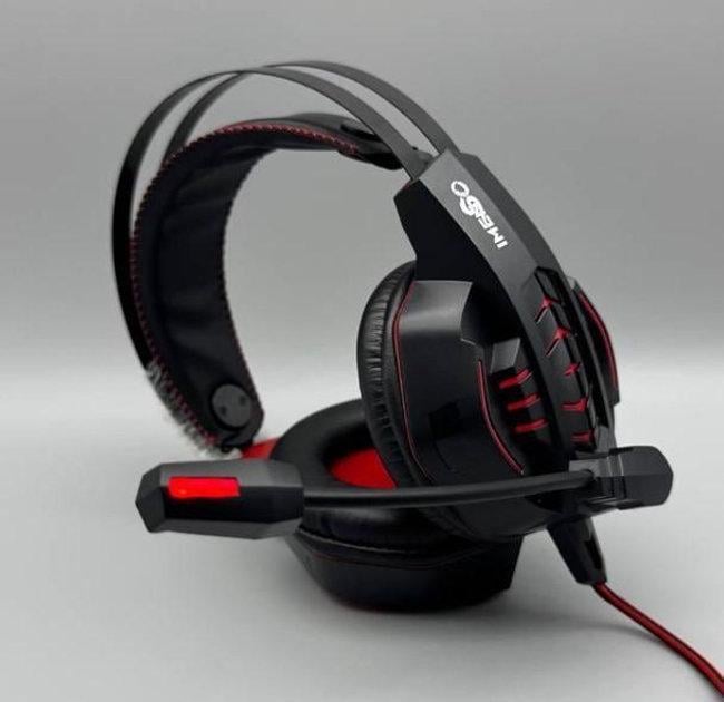 Наушники игровые проводные IMENSO IMS-E1007 RGB USB+3.5 2 м Красный (32406882)