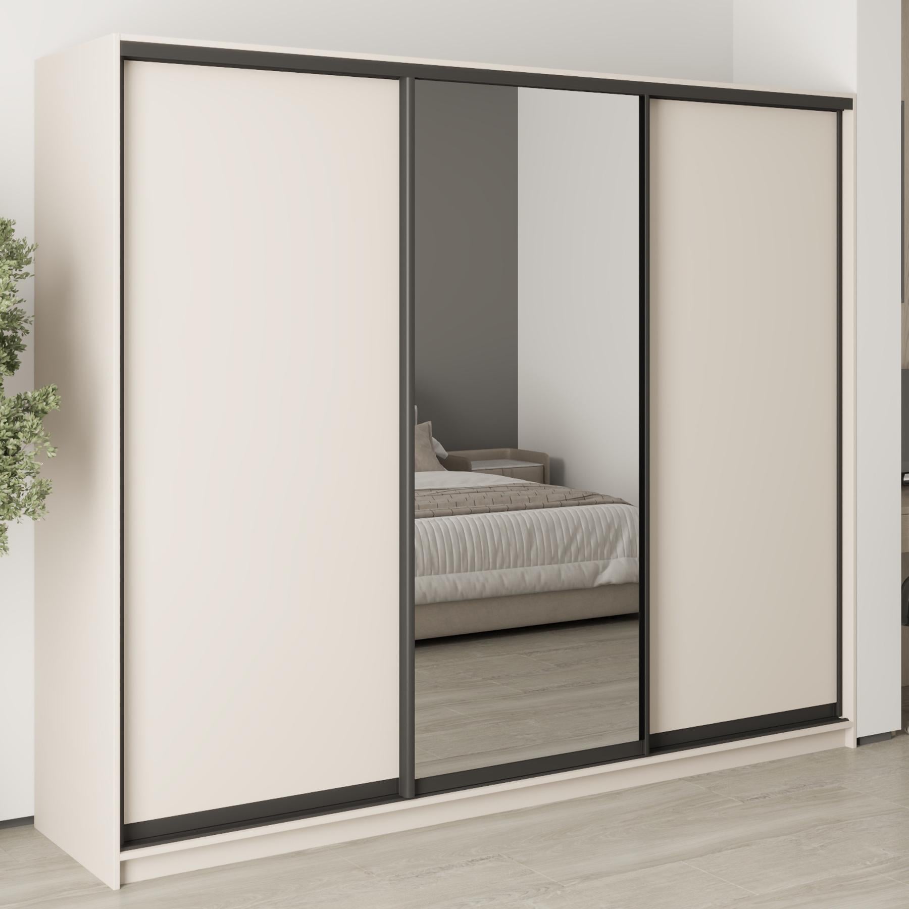 Шкаф-купе трехдверный MebelStar Комбо BG 2 ДСП/зеркало 250x60x210 см Кашемир (MBS-9125)