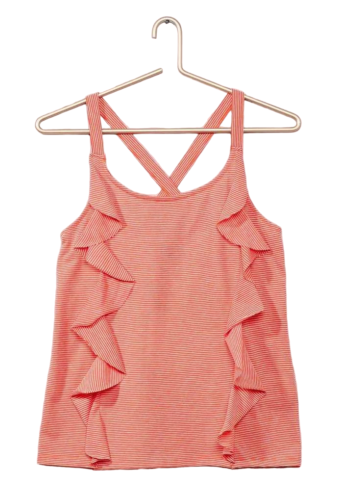 Топ з воланами для дівчинки Kiabi WD683 146-152 см 10-12 років Кораловий (67806)