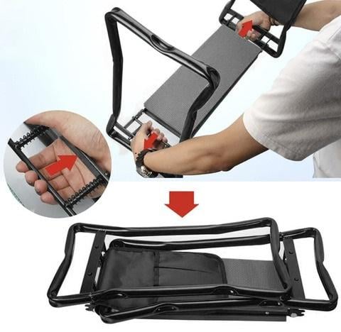 Подставка-стул для колен складная садовая 4в1/органайзер для инструментов Черный - фото 7