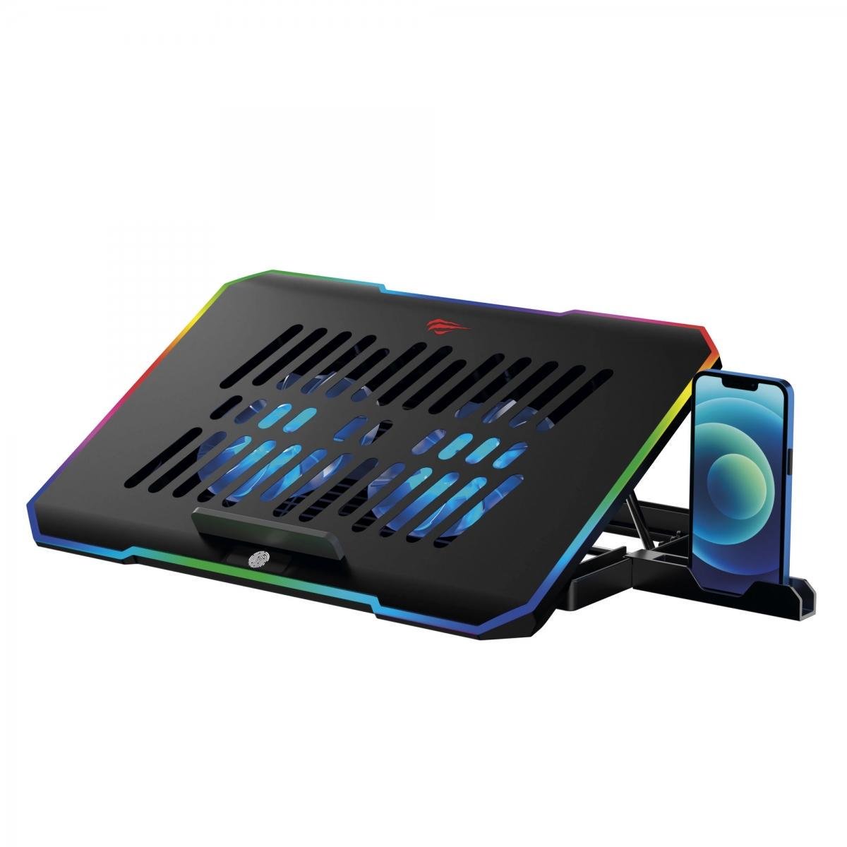 Подставка для ноутбука охлаждающая RGB с подставкой под телефон Havit HV-F2069 (HV-F2069) Подставка для ноутбука охлаждающая RGB с подставкой под телефон Havit HV-F2069 (HV-F2069)