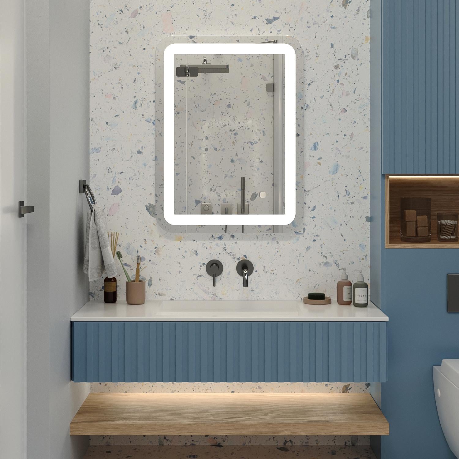 Зеркало с подсветкой Moreli София/Эльче 1000х800 мм и кнопочным управлением