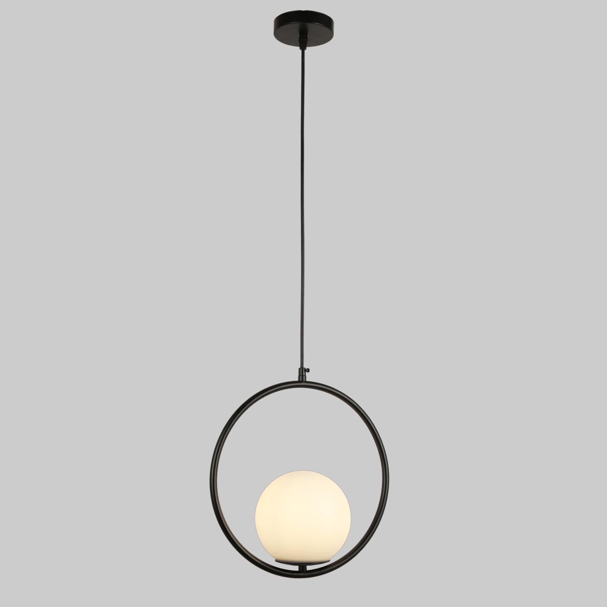 Люстра Ring с белым шаром 15 см Черный
