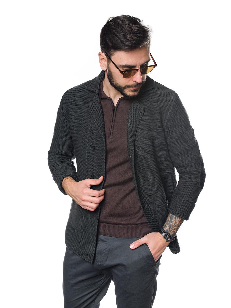 Трикотажний піджак SVTR р. 48 Темно-сірий (369)