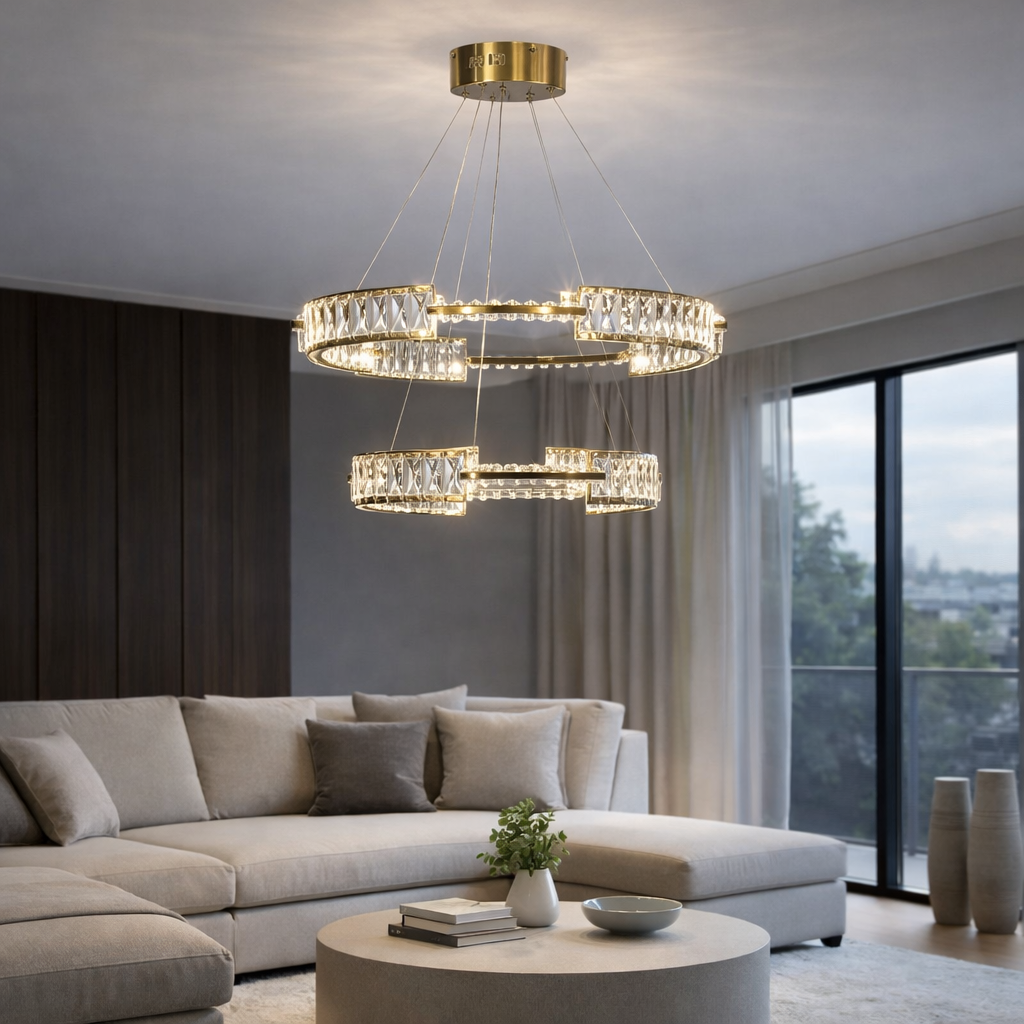 Люстра Luxe Circles LED 3 режима/пульт/димер 180W (20105/80/60GD)